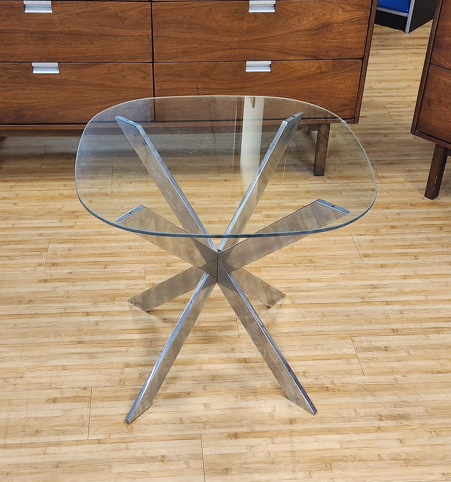 Modernist Len Rosen For Pace Collection Chrome & Glass Side Table
