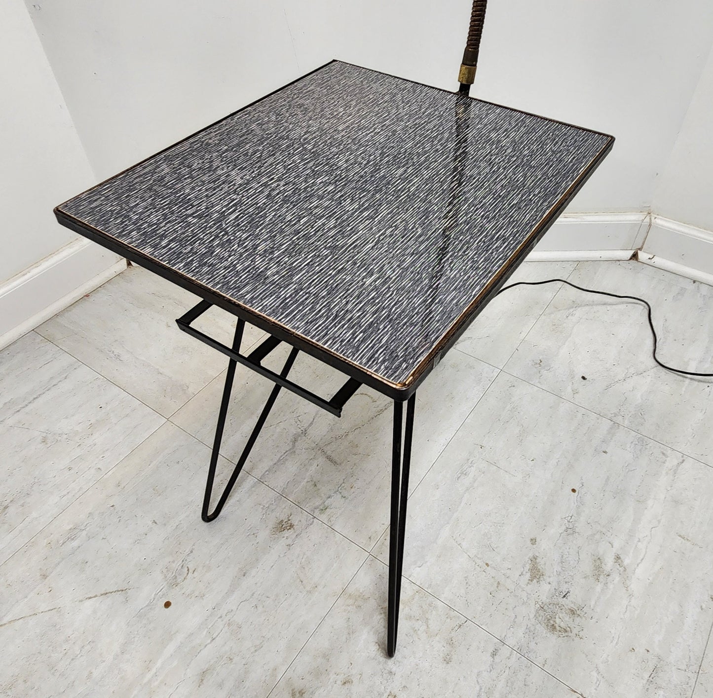 Mid-Century Side Table Magazine Rack Floor Lamp