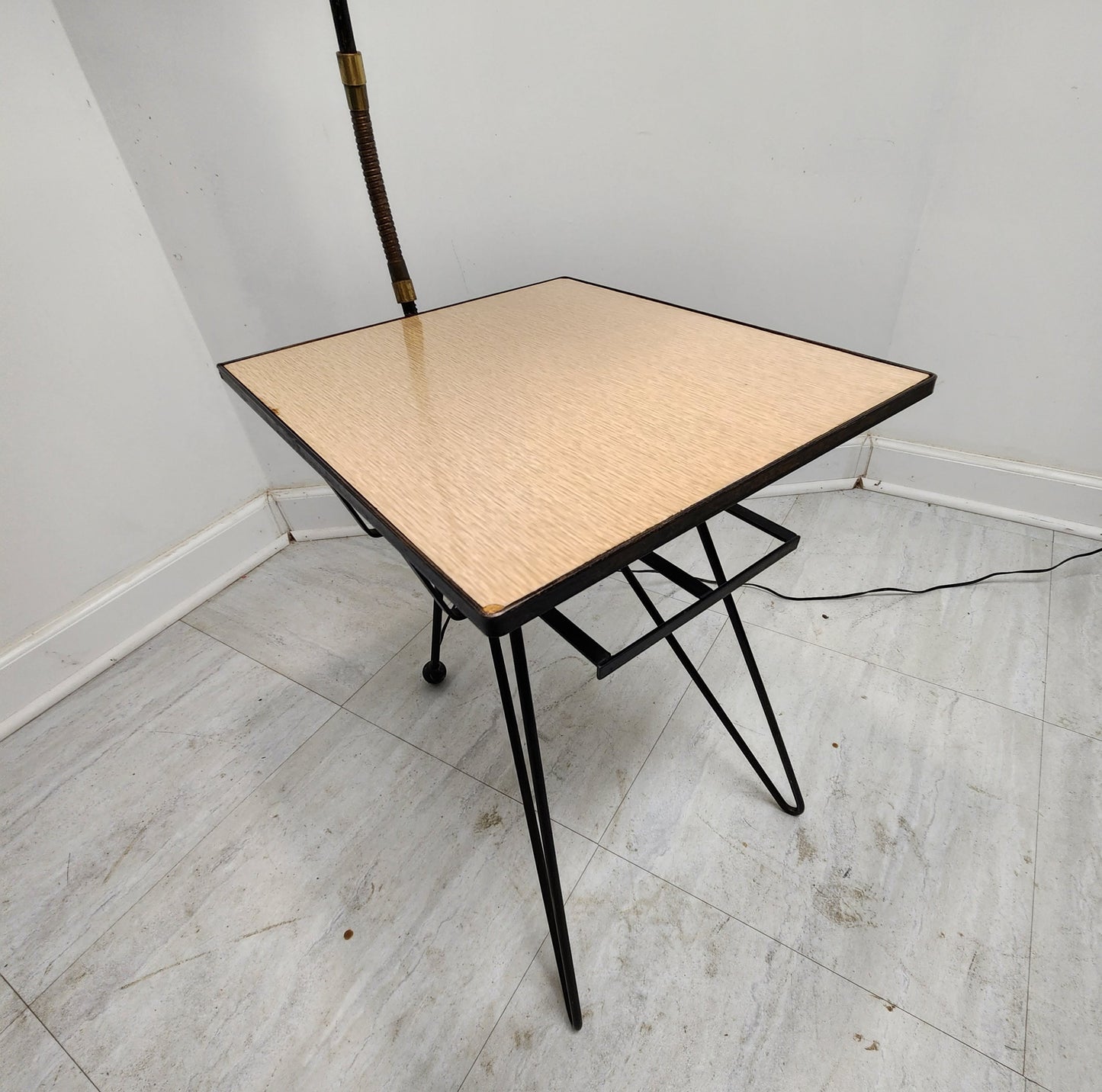 Mid-Century Side Table Magazine Rack Floor Lamp