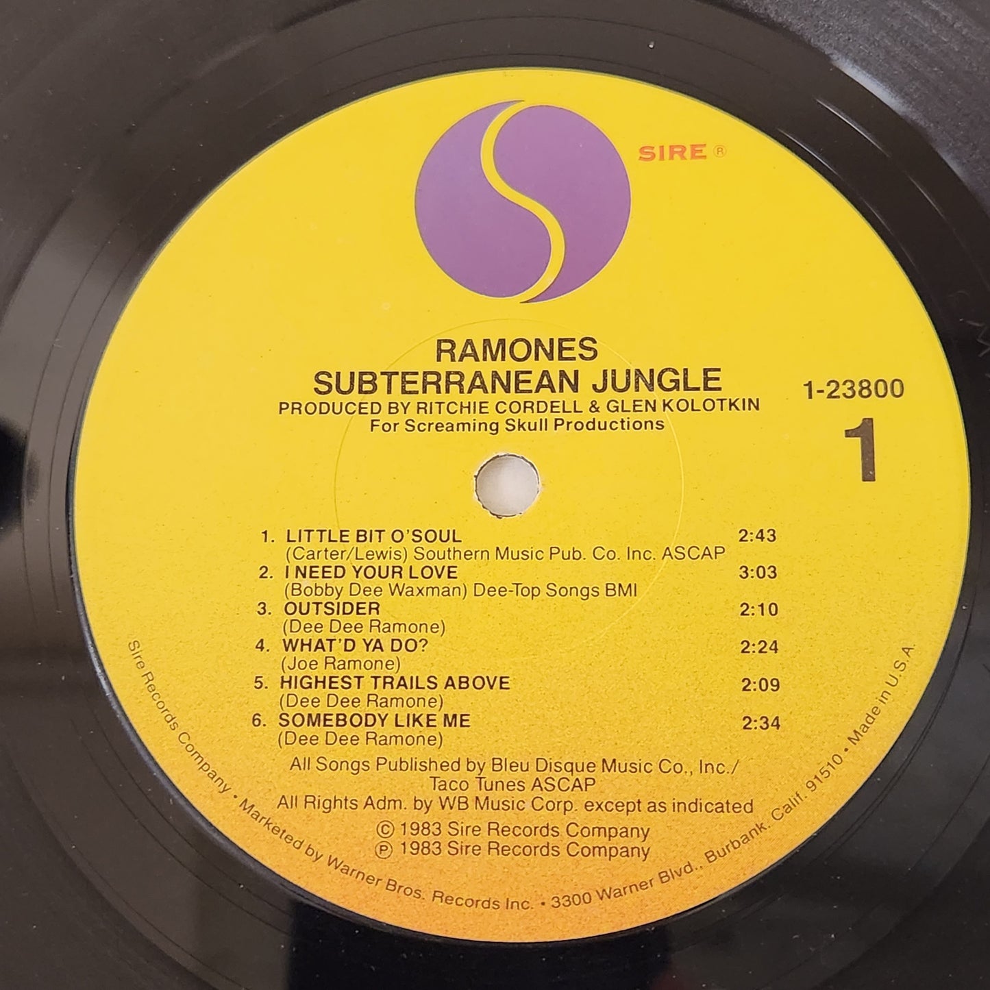 Ramones "Subterranean Jungle" 1983 Punk Rock Record Album