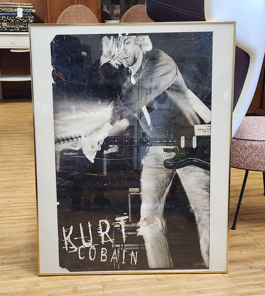 Kurt Cobain 2003 Playing Guitar Framed Poster
