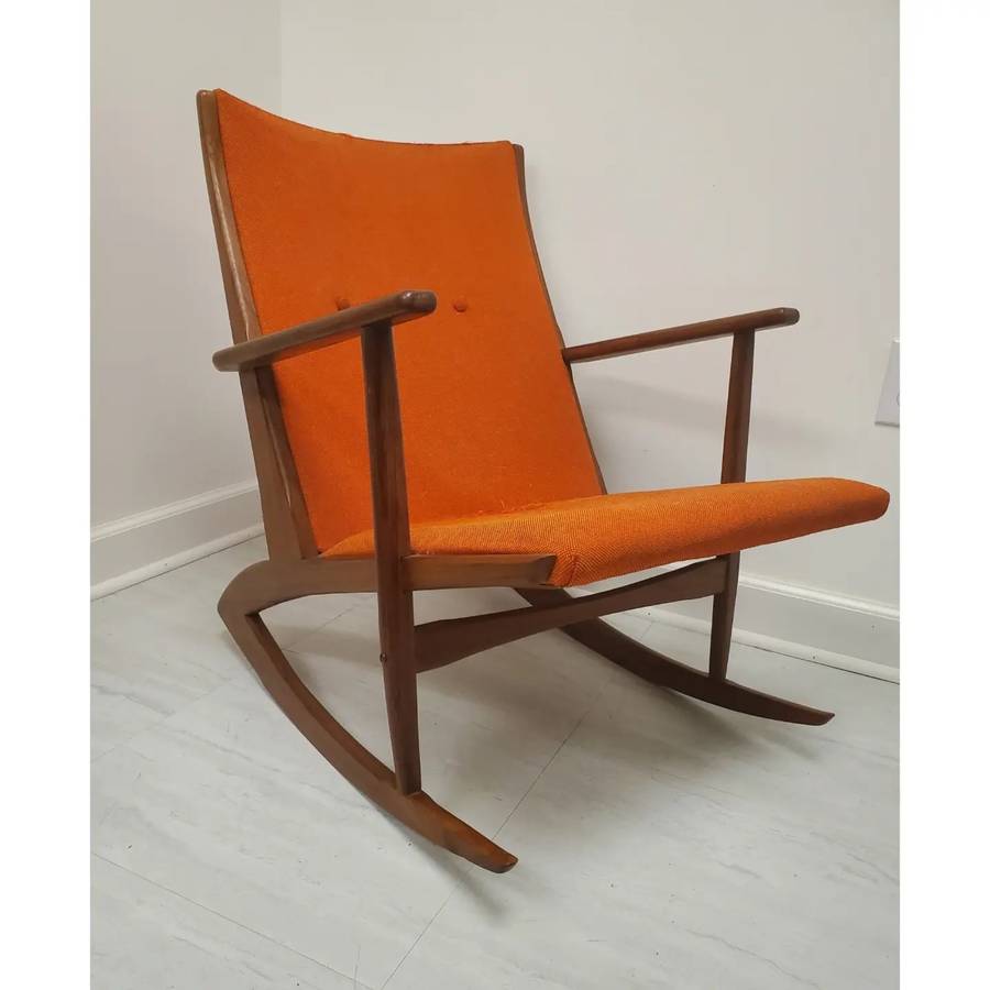 Mid-Century Modern Holger Georg Jensen Teak Boomerang Rocking Chair