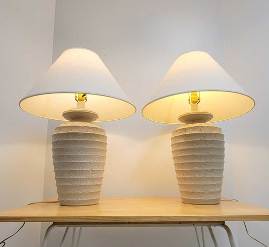 Pair of Postmodern Plaster Alsy Table Lamps