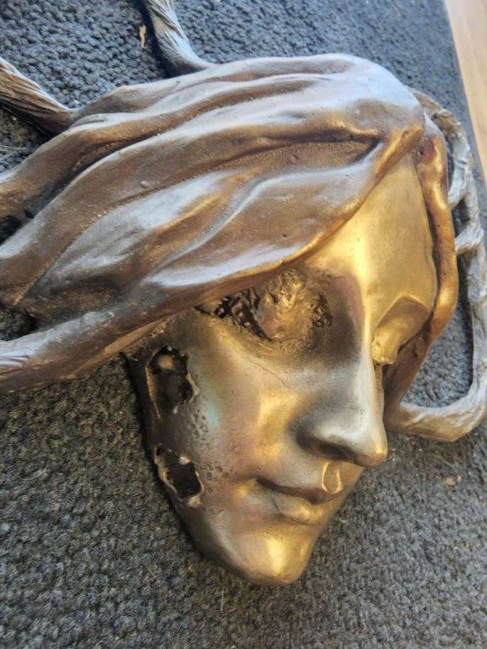 Art Nouveau Vintage Metal Wall Bust Sculpture
