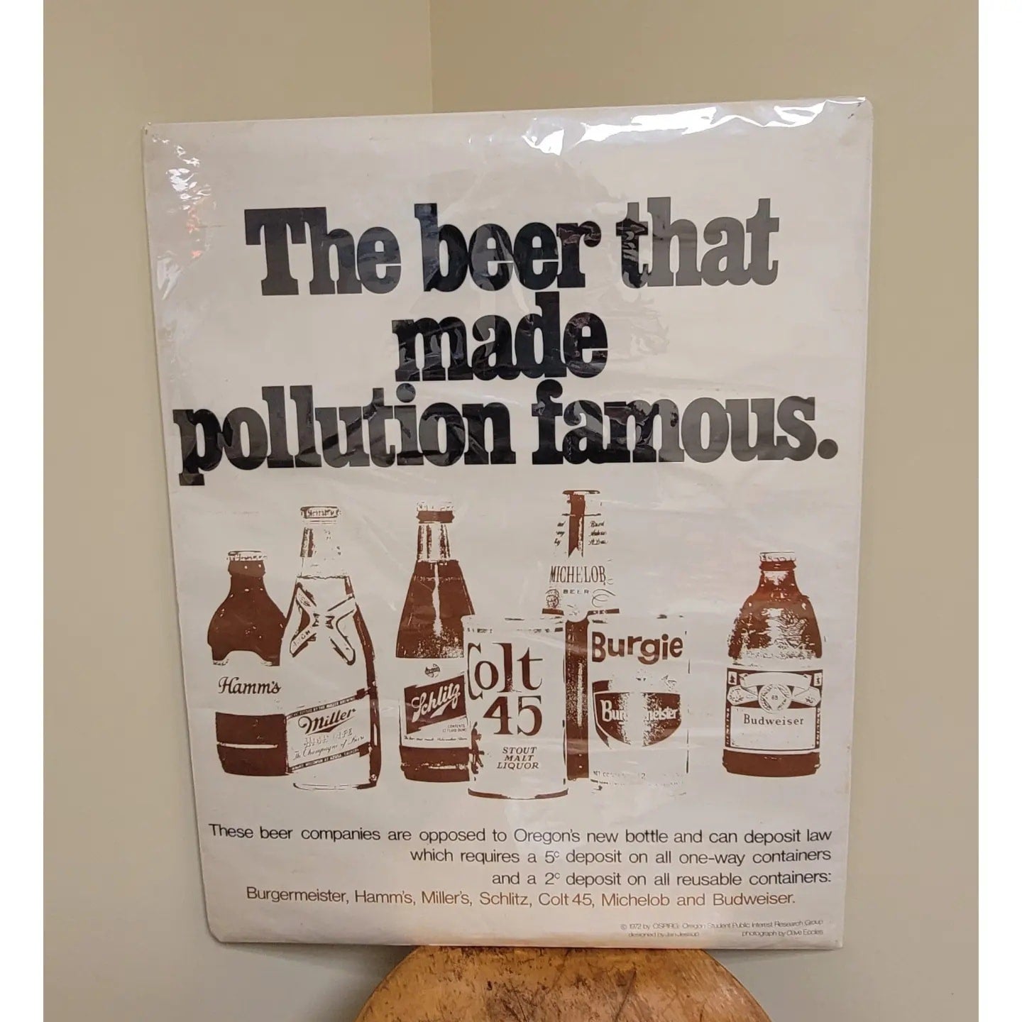 Vintage 1972 Beer Pollution Poster