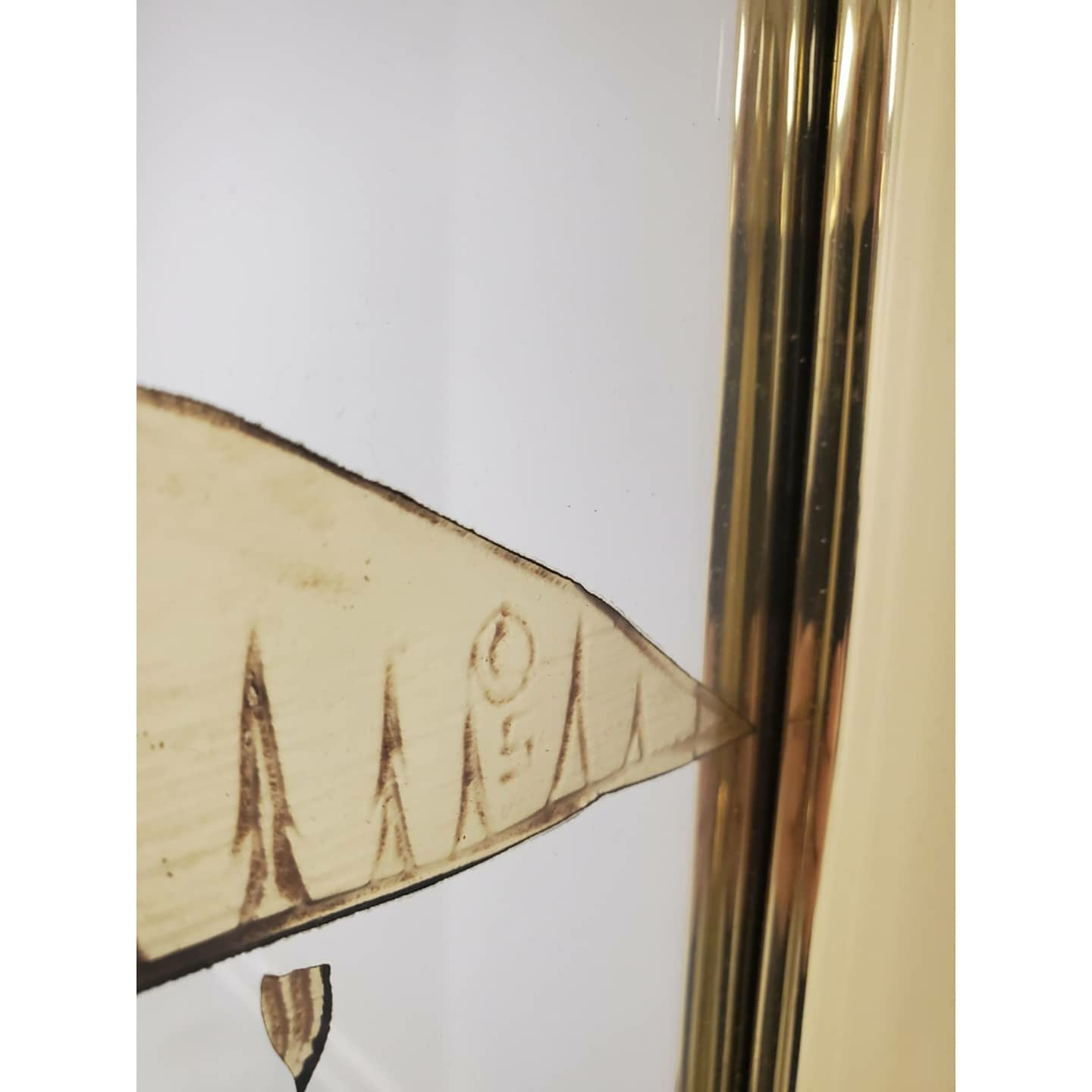 Postmodern Brass Hollywood Regency Style Chinoiserie Scenic Wall Mirror Art