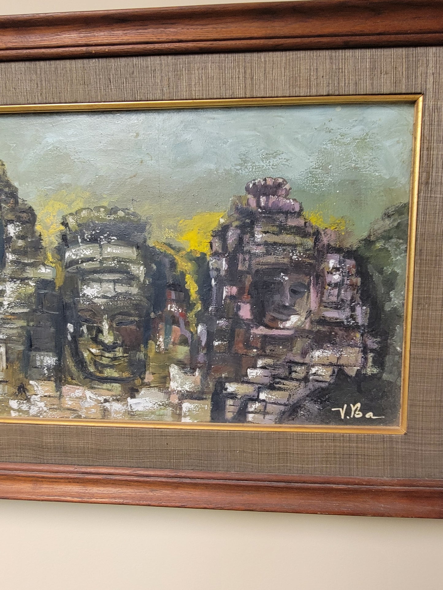 Vintage Mid-Century Signed Scenic Oil Painting on Canvas (Mt. Rushmore-Style)