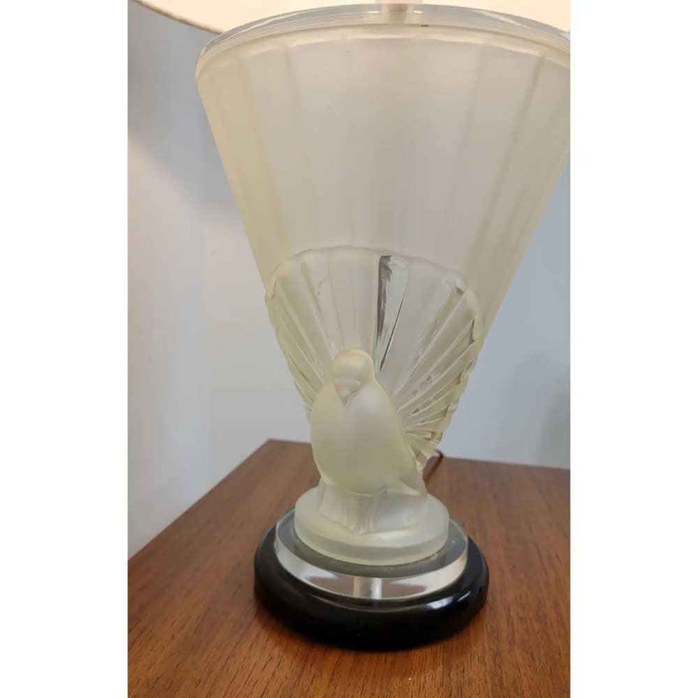 Vintage Double Bird Glass Vase Table Lamp