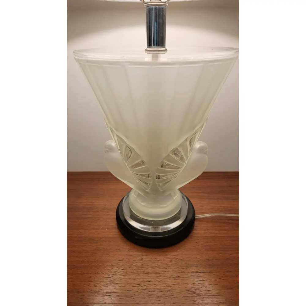 Vintage Double Bird Glass Vase Table Lamp