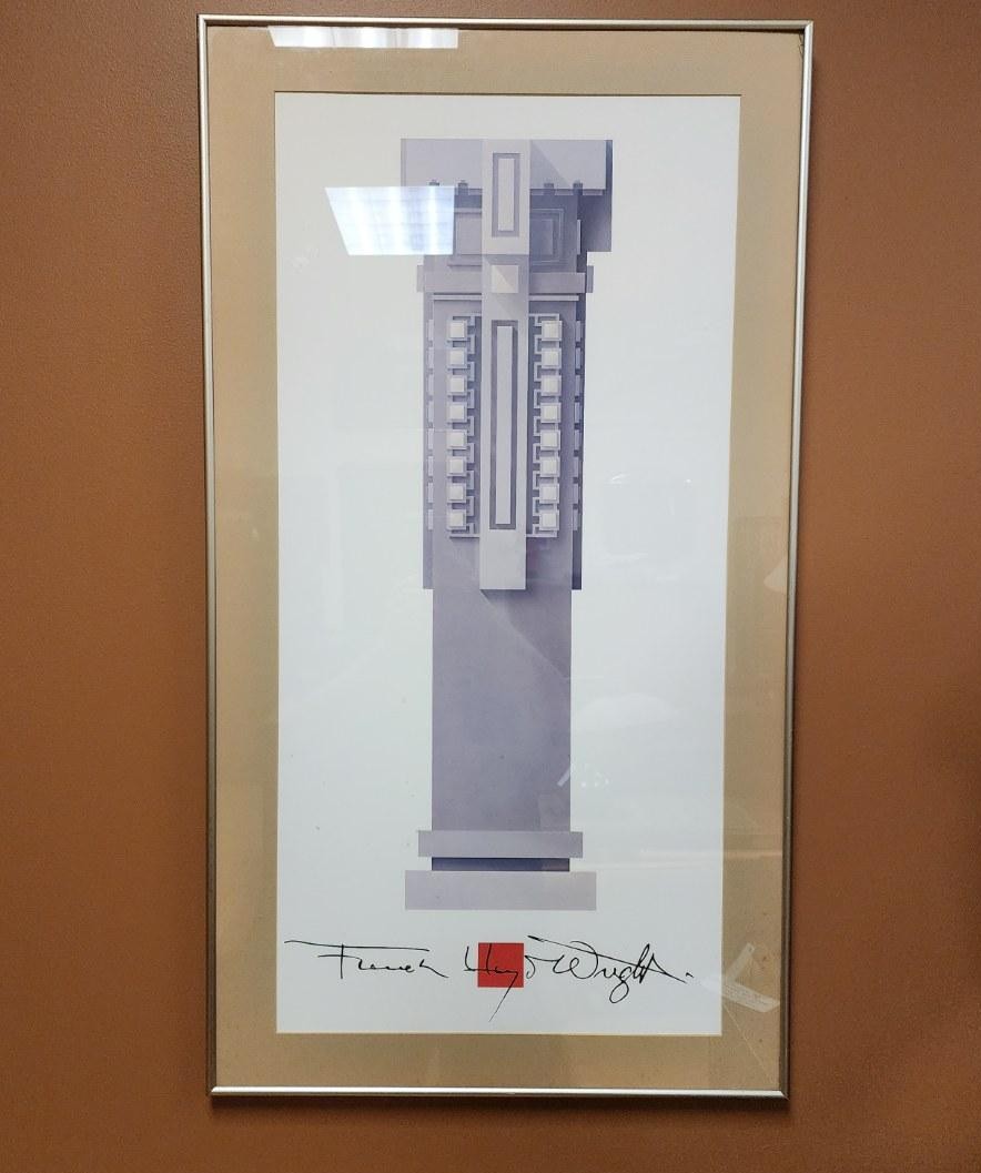 Vintage Frank Lloyd Wright 1989 Unity Temple Column Poster
