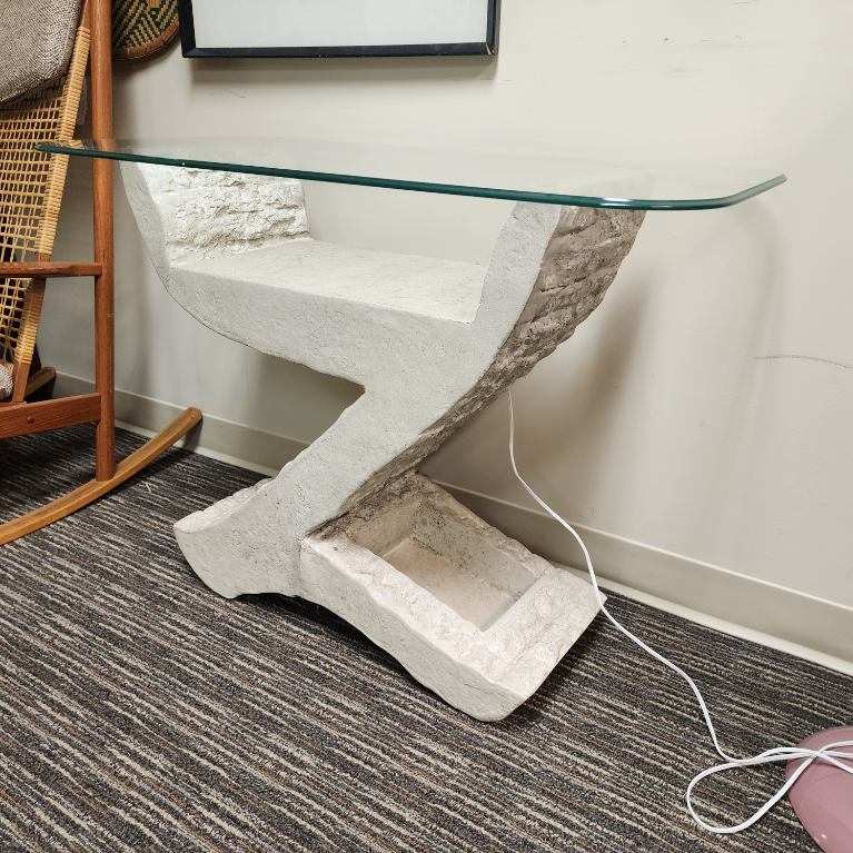Postmodern Glass Top Console Sofa Table