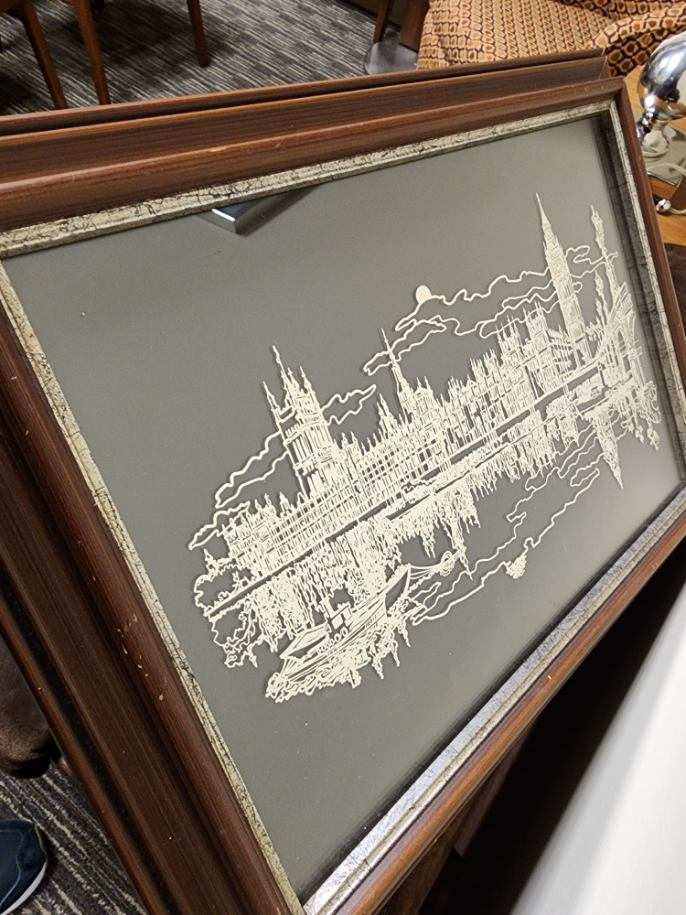 Sterling Silver Silhouette "London" Wall Art by William Ressler, 1977