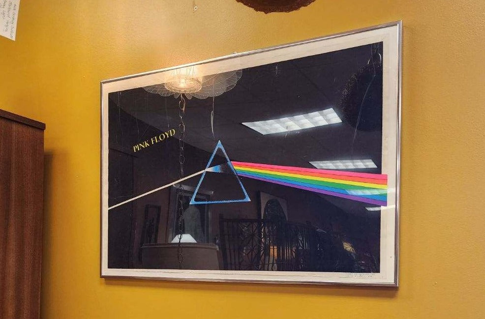 Pink Floyd 1992 "Dark Side Of The Moon" Velvet Blacklight Framed Poster