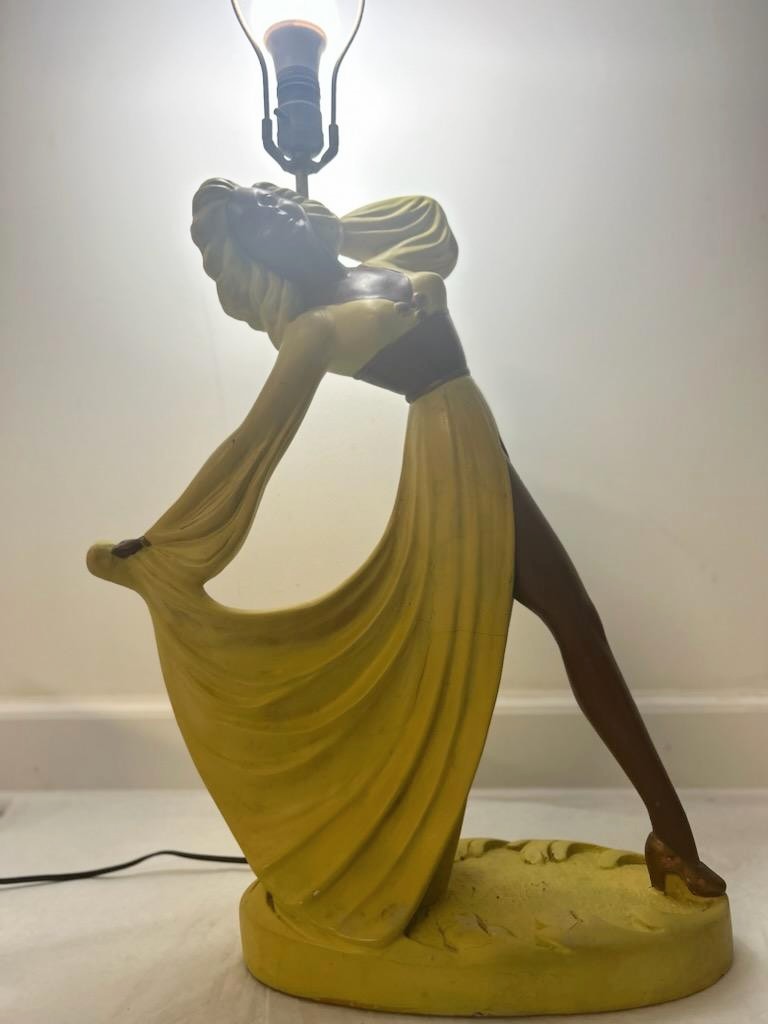 Vintage Mid-Century Signed Emil Bertollozi Figural Lady Lamp