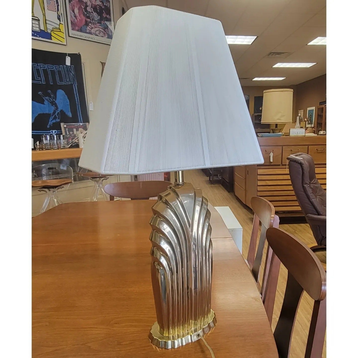 Postmodern Deco-Style Brass Table Lamp