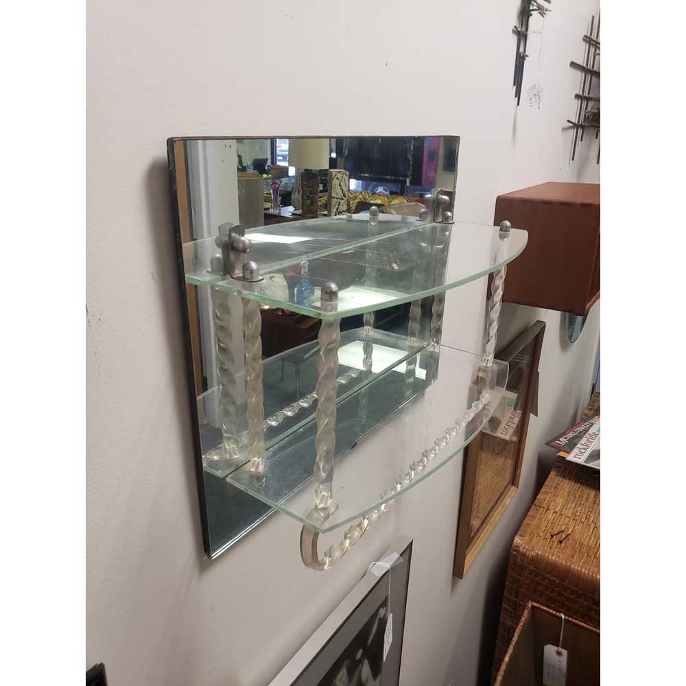 Mid-Century Mirror with Lucite Shelving