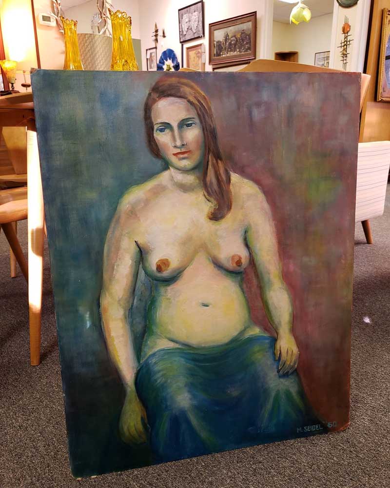 Vintage Abstract Nude Oil Painting