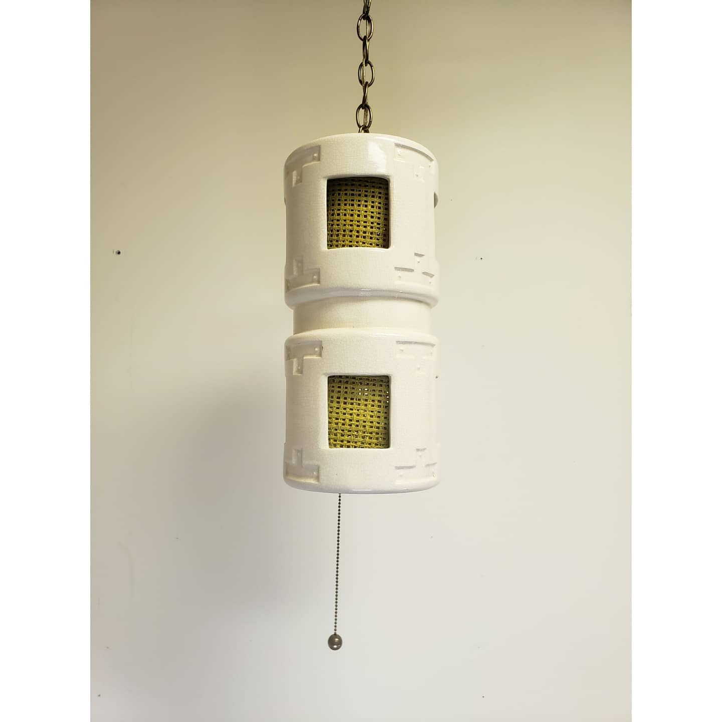 Mid-Century Retro Ceramic Pottery Hanging Swag Lamp Light