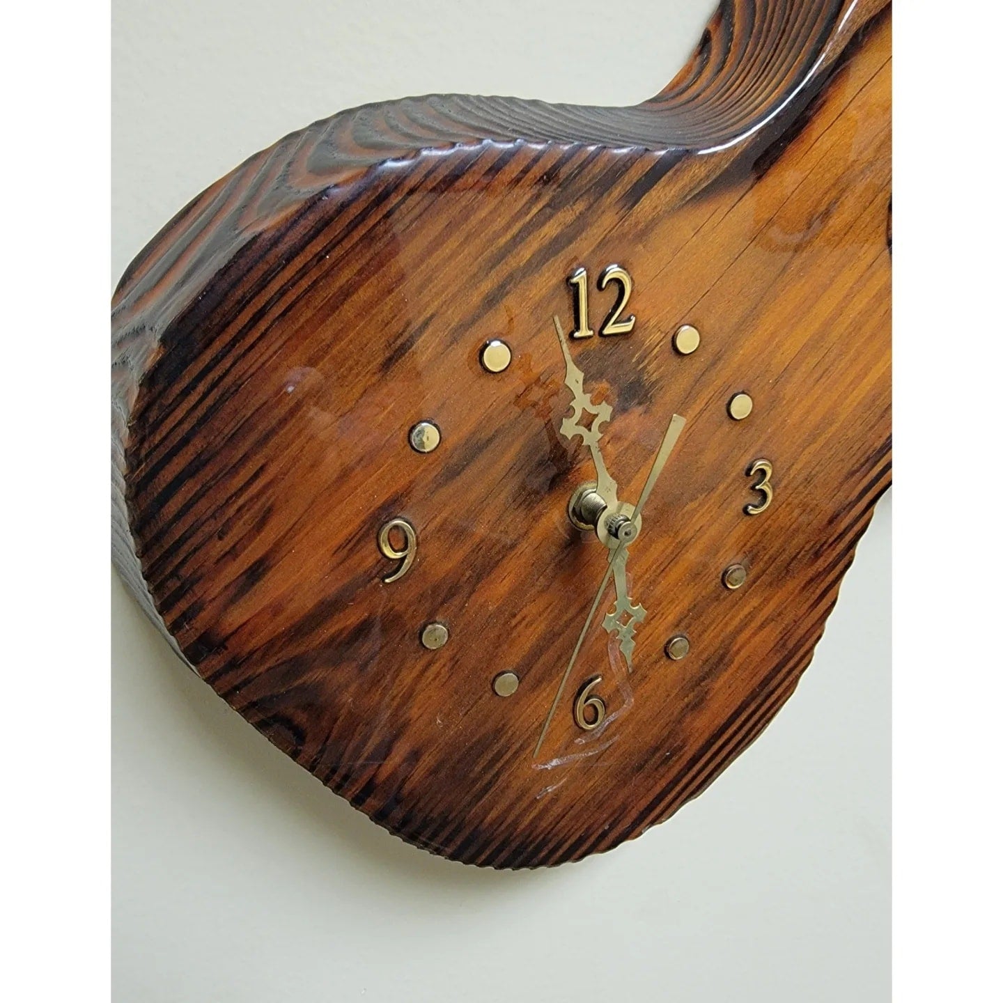 Vintage 1970's Wood Guitar Clock