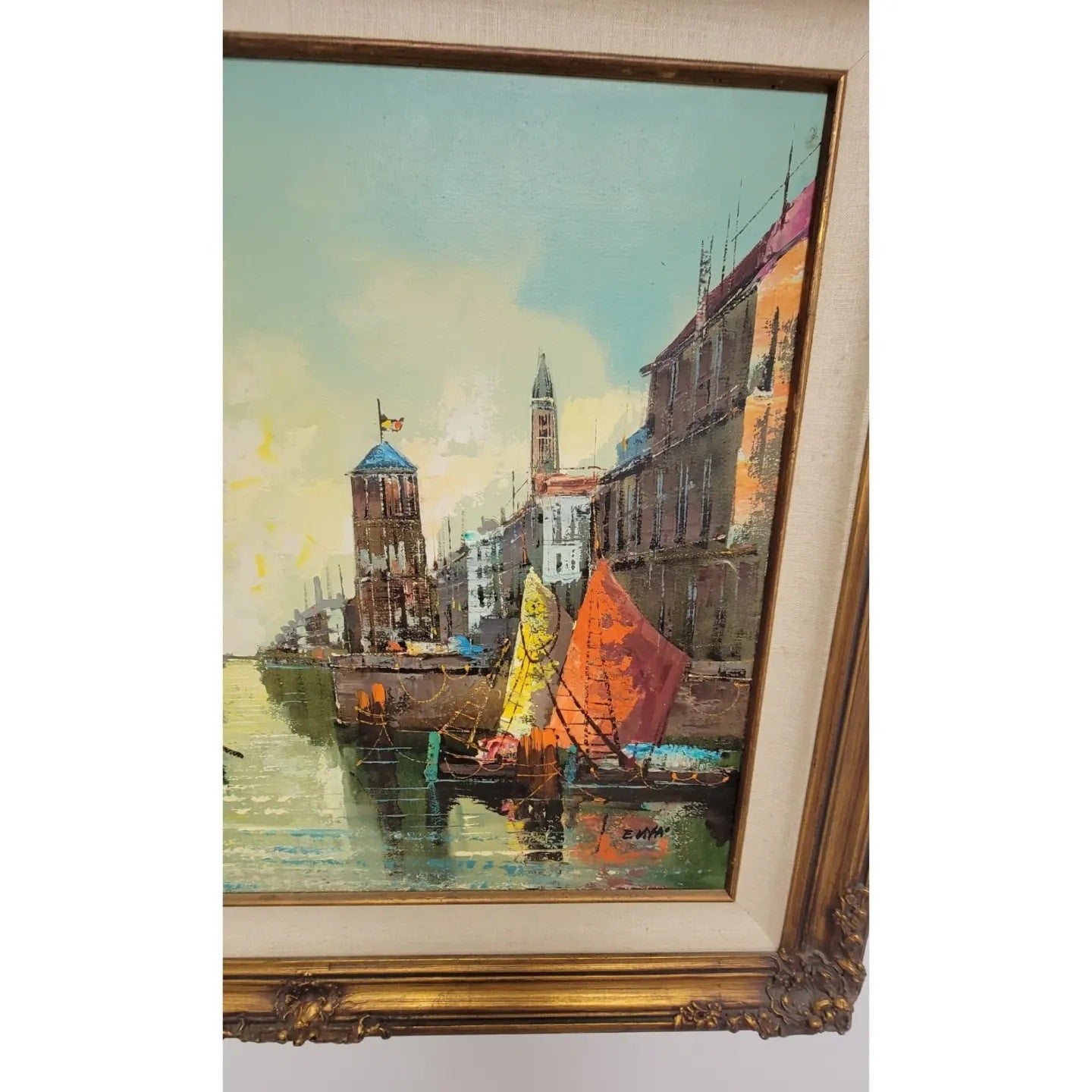 Vintage Mid-Century Vitti "Venice" Oil Painting on Canvas